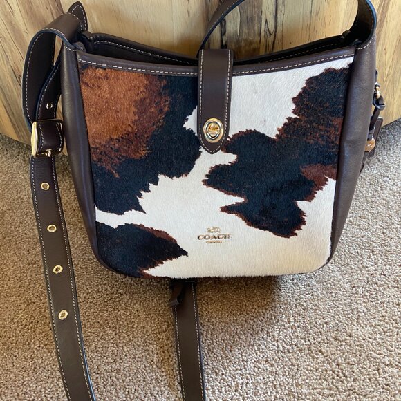 Coach Handbags - Coach Hadley Convertible Crossbody Bag With Cow Print And Tassel CCC87